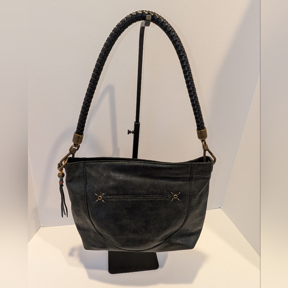 The Sak Indio Leather Hobo Purse Shoulder Bag With Bag Charm EUC